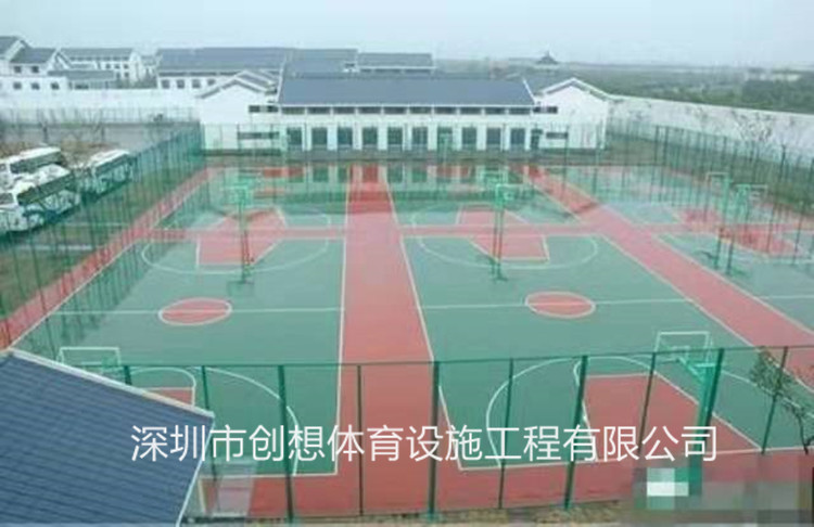 硅PU篮球场，社区学校水性硅PU球场材料厂家直销